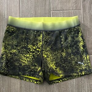 Puma Women's Athletic Shorts in Yellow and Black